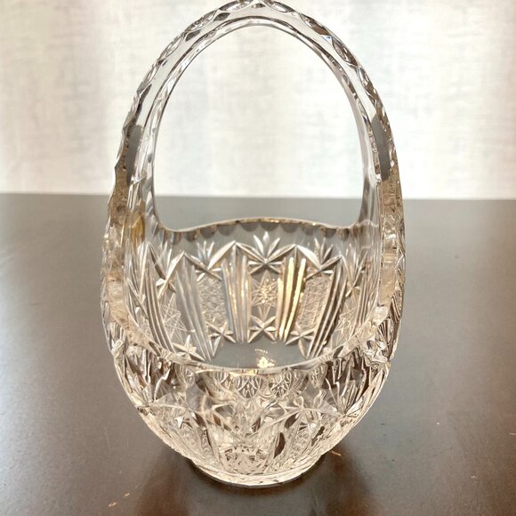Vtg Lausitizer Glas 24% Lead Crystal German Hand-Cut Trinket Candy Coin Basket - Picture 8 of 12